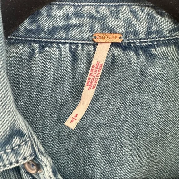 Free People Mad Love Midi Size Small Long Sleeve Denim Dress - Picture 7 of 13